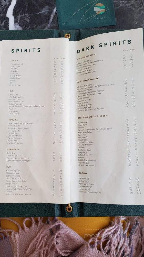 Skylight Rooftop Bar - Toronto, ON menu_pic