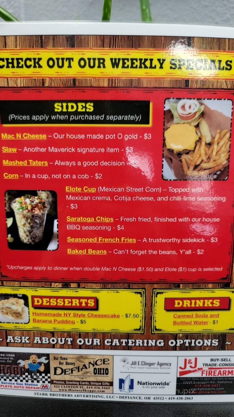 Maverick Smokehouse - Defiance, OH menu_pic