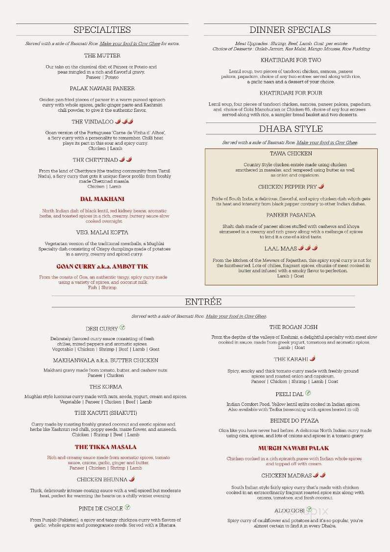 Zaan Indian Cuisine - Thomasville, GA menu_pic