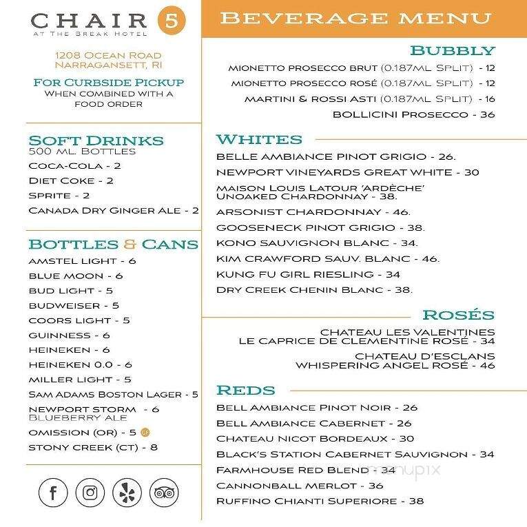 Chair 5 - Narragansett, RI menu_pic