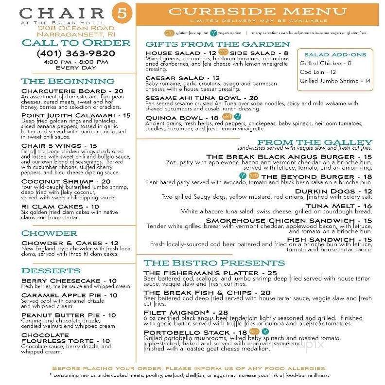 Chair 5 - Narragansett, RI menu_pic