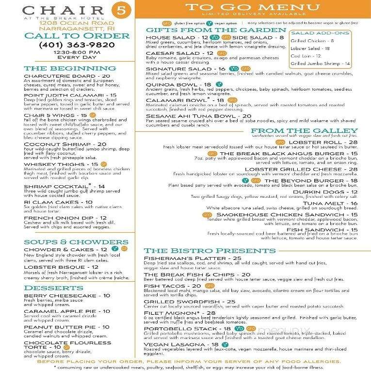 Chair 5 - Narragansett, RI menu_pic