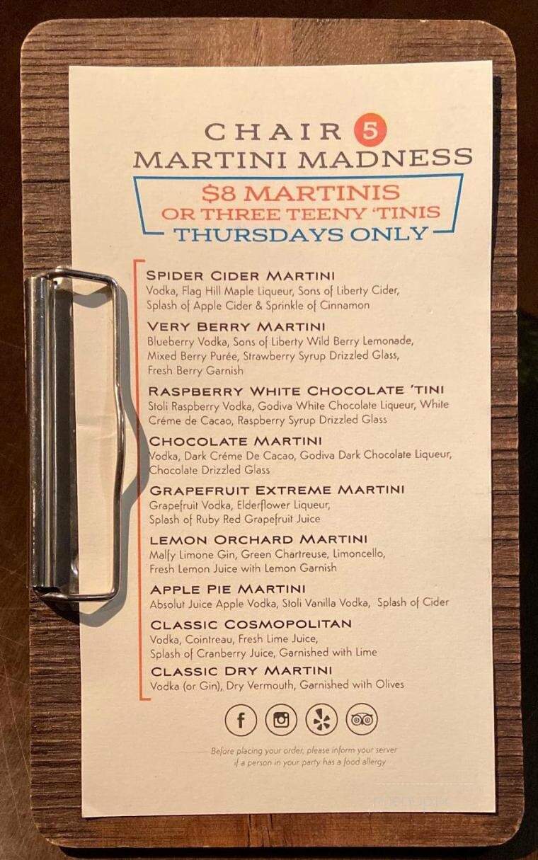 Chair 5 - Narragansett, RI menu_pic
