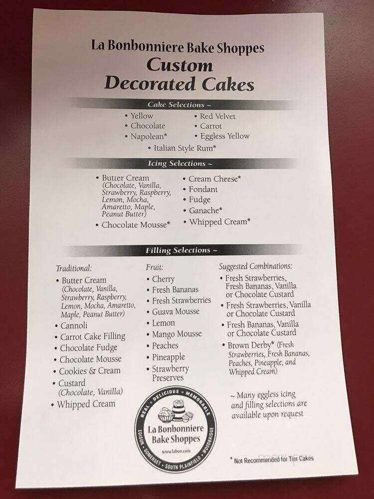 La Bonbonniere - South Plainfield, NJ menu_pic