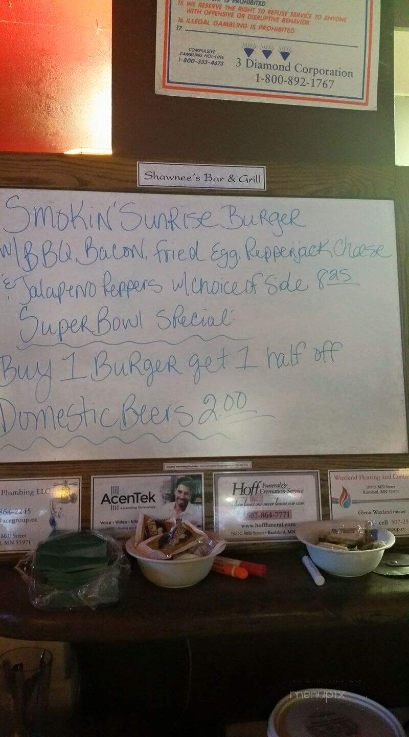 Shawnee's Bar & Grill - Rushford, MN menu_pic