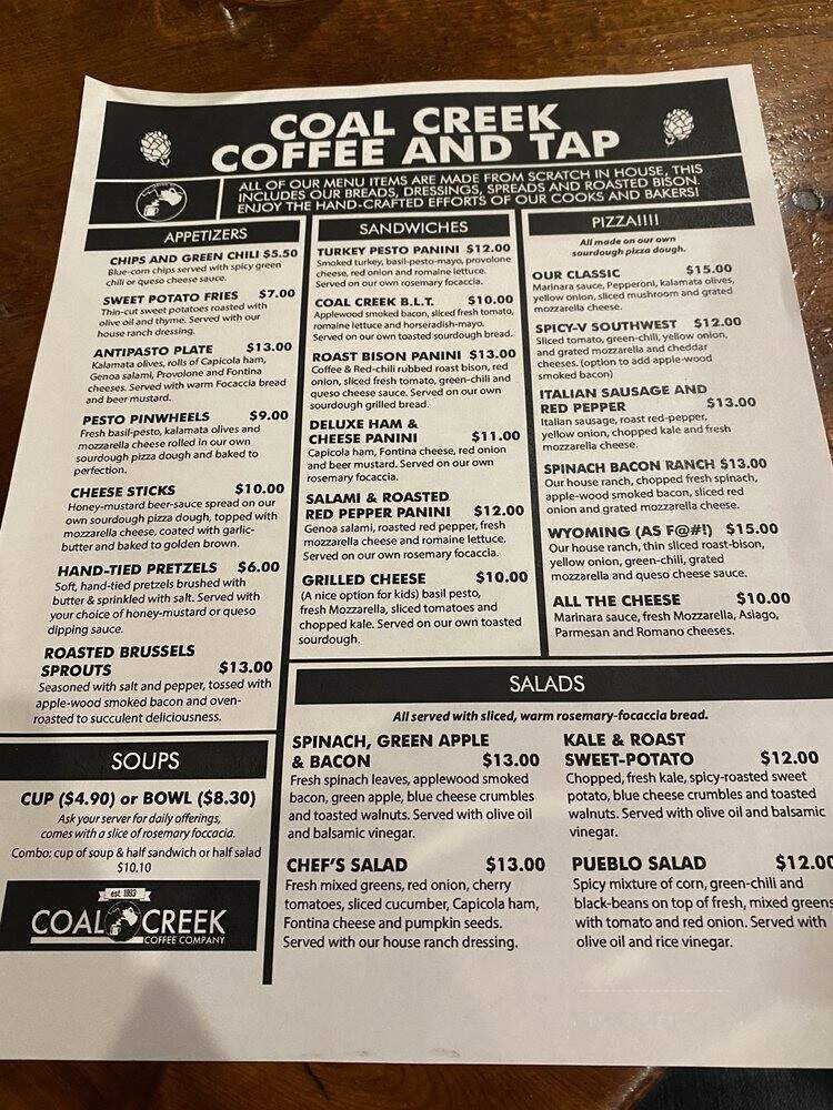 Coal Creek Tap - Laramie, WY menu_pic