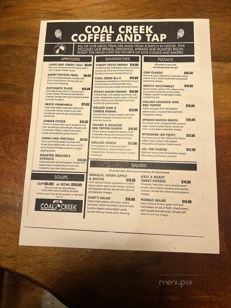 Coal Creek Tap - Laramie, WY menu_pic