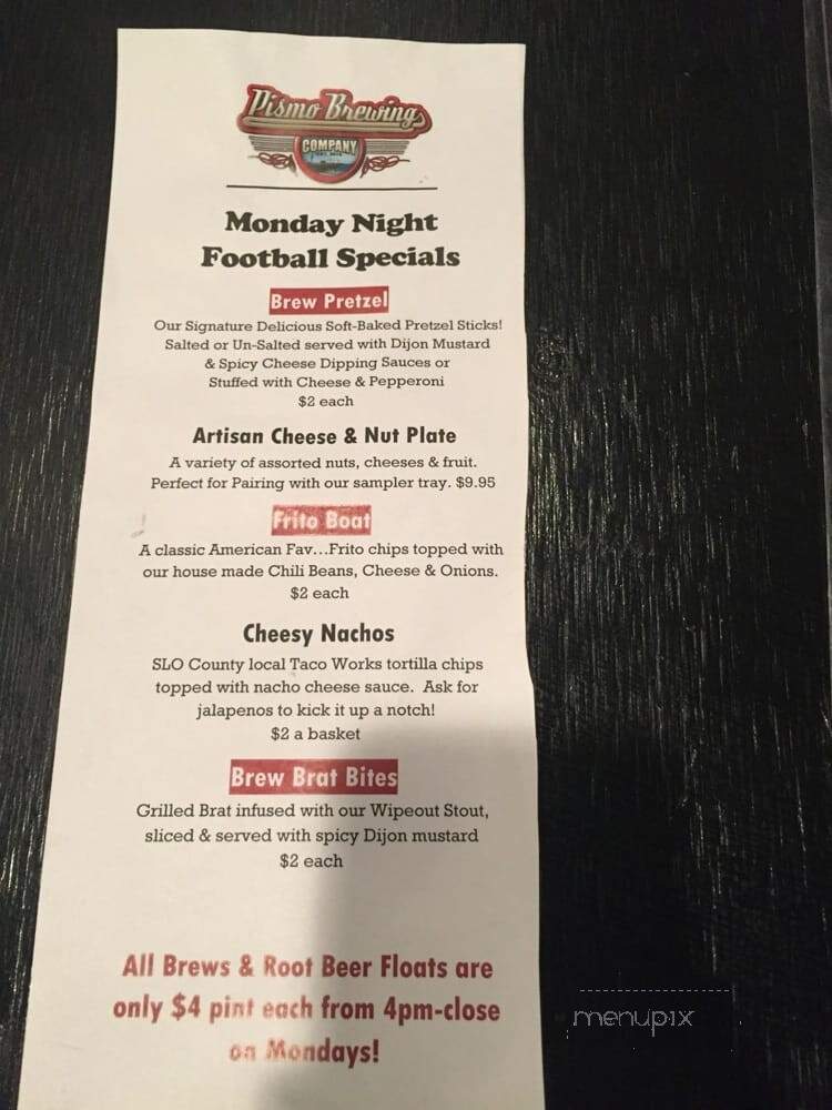 Pismo Brewing Company - Pismo Beach, CA menu_pic