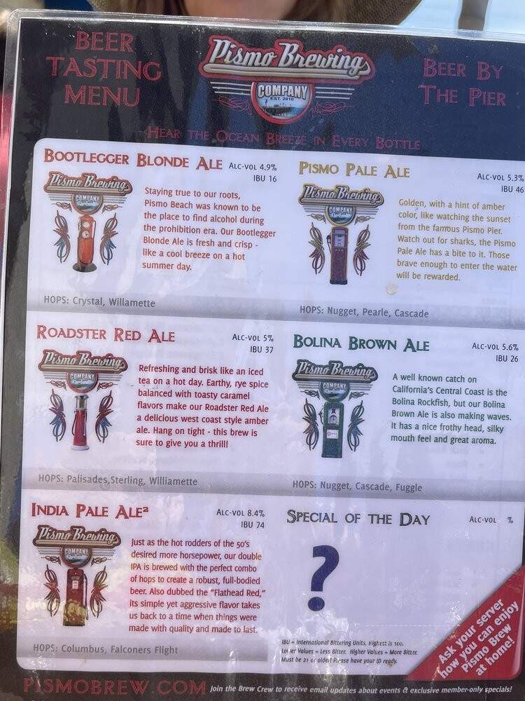 Pismo Brewing Company - Pismo Beach, CA menu_pic