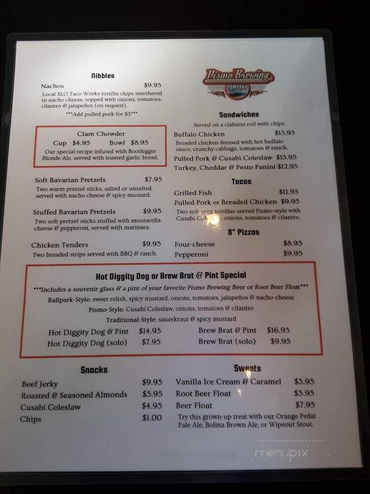 Pismo Brewing Company - Pismo Beach, CA menu_pic
