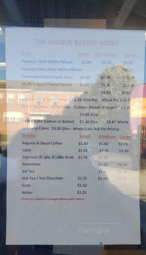 The Avenue Bakery - Baltimore, MD menu_pic