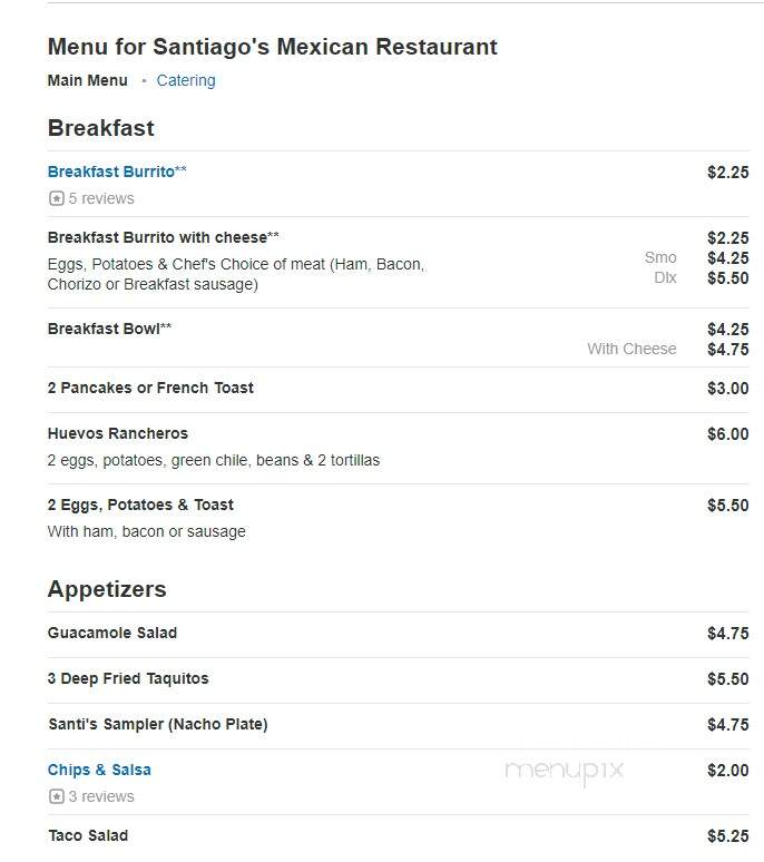 Santiago's Mexican - Fort Morgan, CO menu_pic