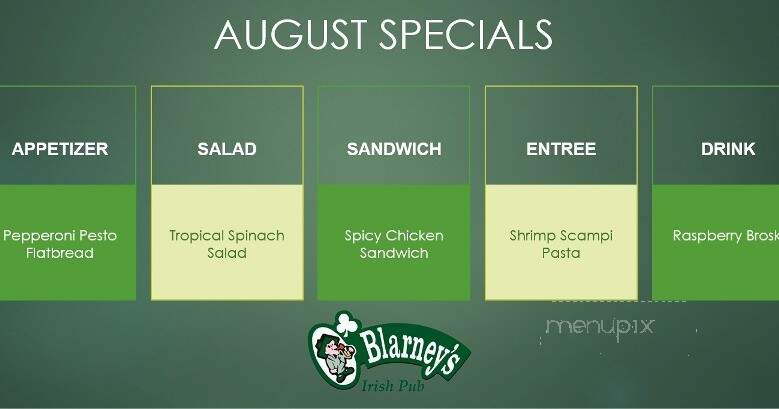 O'Blarney's Irish Pub - Centralia, WA menu_pic