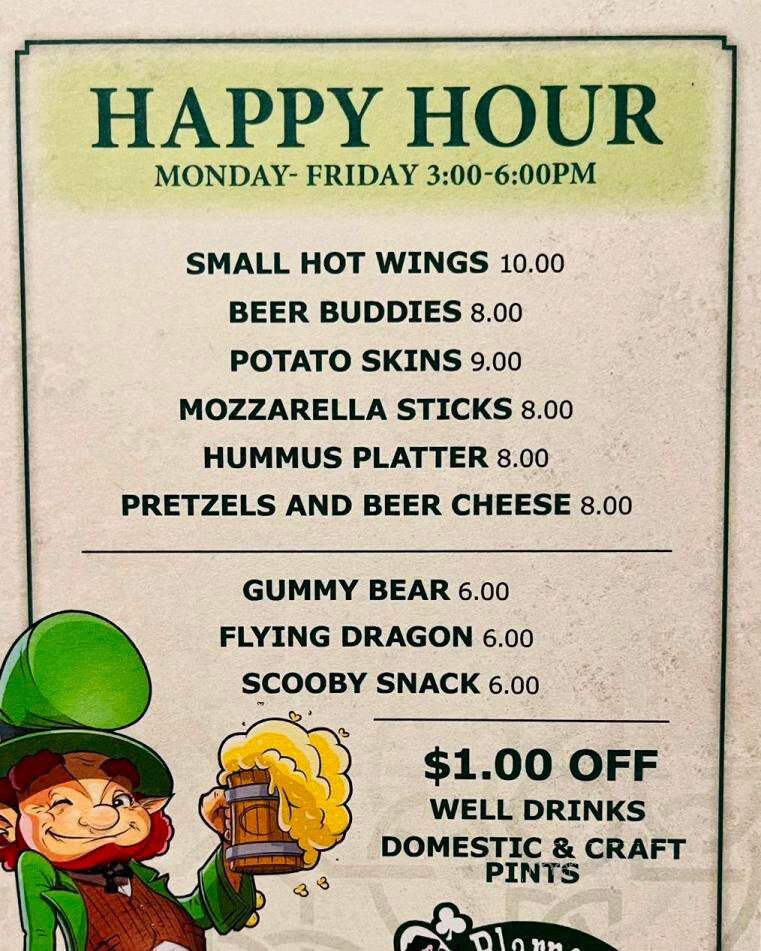 O'Blarney's Irish Pub - Centralia, WA menu_pic