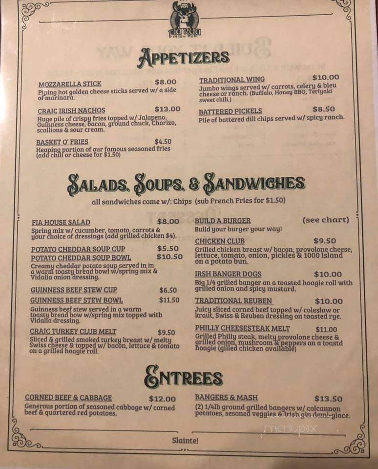 Fia Rua Irish Pub - Richmond Hill, GA menu_pic
