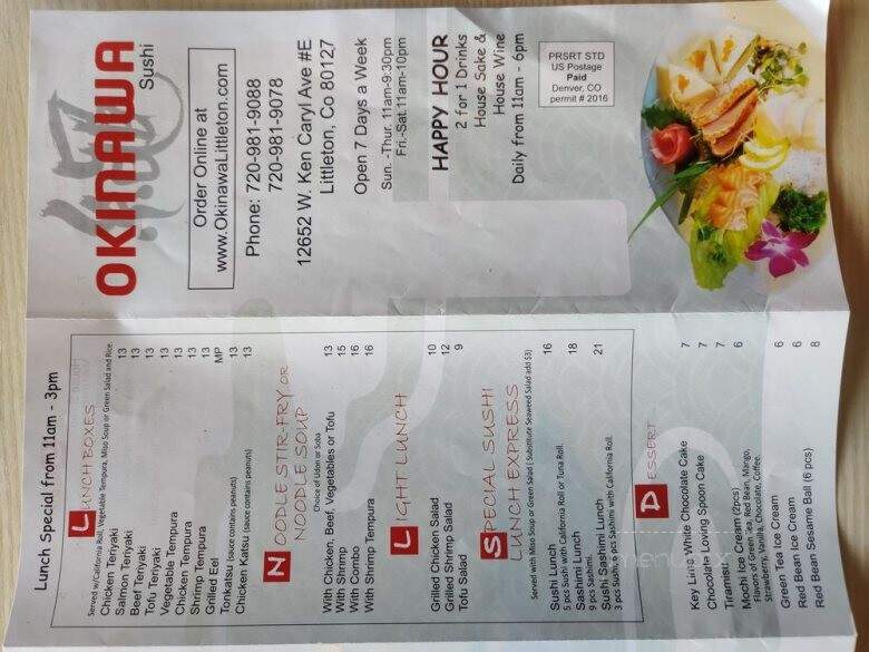 Okinawa Sushi - Littleton, CO menu_pic