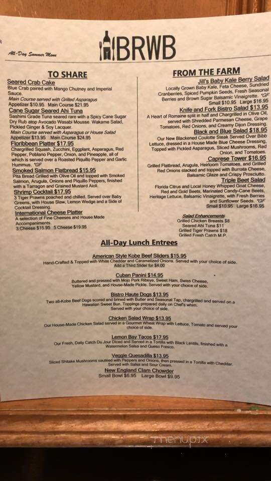 Beach Road Boutique's Wine Bar & Bistro - Englewood, FL menu_pic