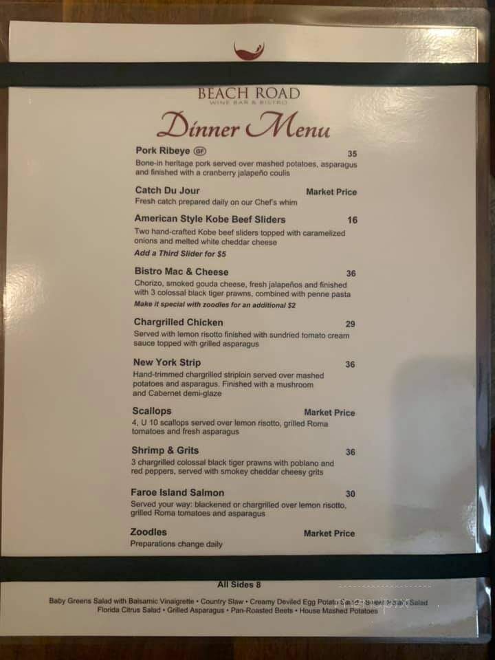 Beach Road Boutique's Wine Bar & Bistro - Englewood, FL menu_pic