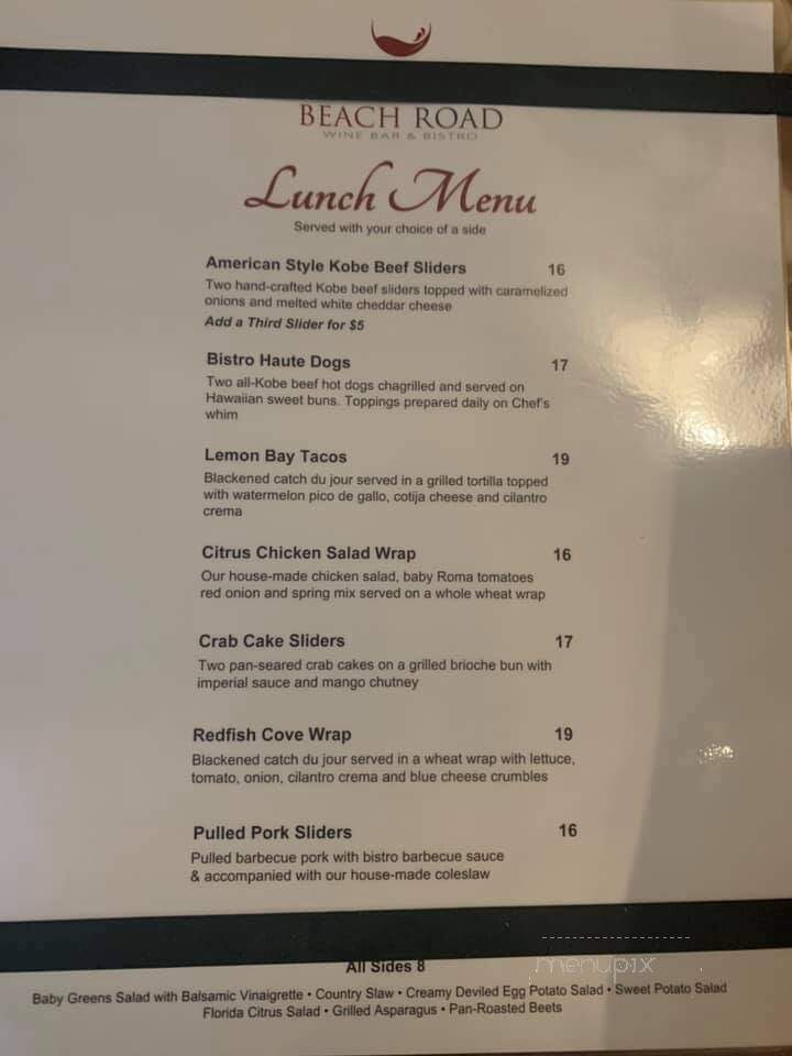 Beach Road Boutique's Wine Bar & Bistro - Englewood, FL menu_pic
