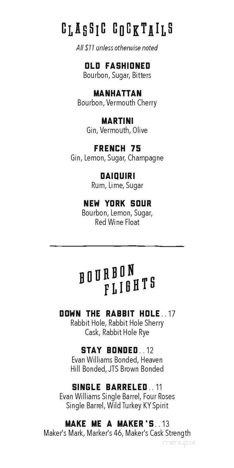 Jockey Silks Bourbon Bar - Louisville, KY menu_pic
