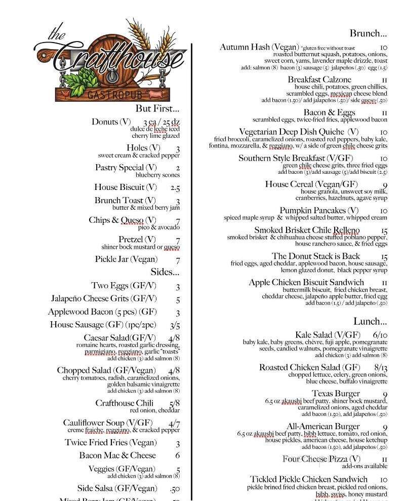The Crafthouse Gastropub - Lubbock, TX menu_pic