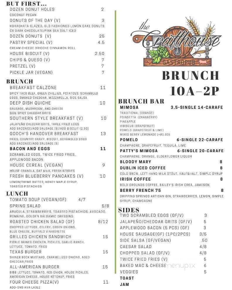 The Crafthouse Gastropub - Lubbock, TX menu_pic