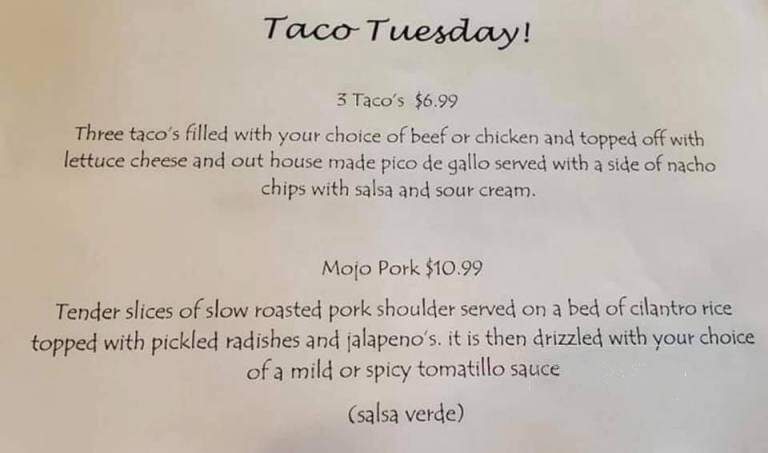 Benny's Pub - Hagerstown, MD menu_pic
