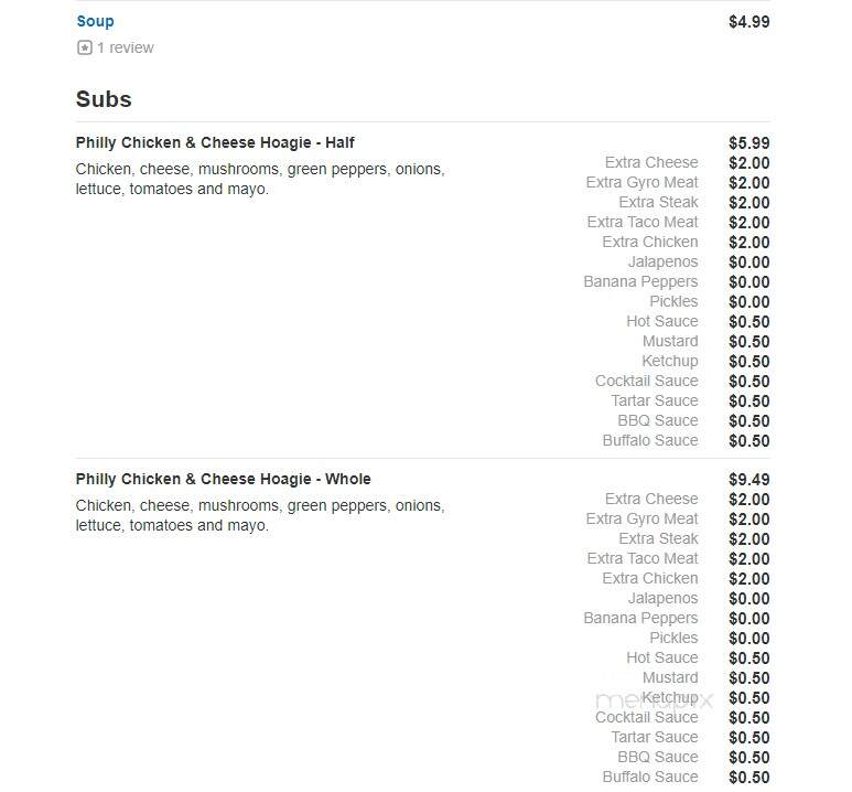 Alexanders Pizza & Subs - Mount Pleasant, PA menu_pic