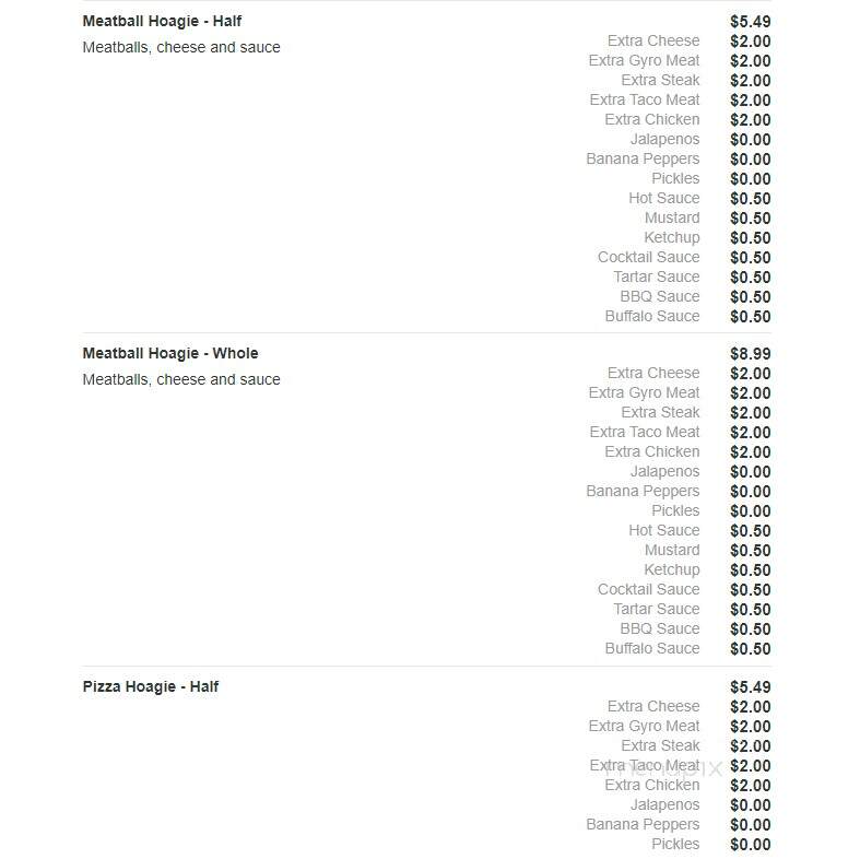 Alexanders Pizza & Subs - Mount Pleasant, PA menu_pic