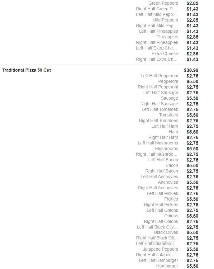 Alexanders Pizza & Subs - Mount Pleasant, PA menu_pic