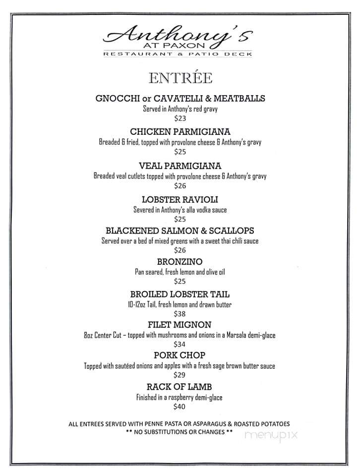 Anthony's at Paxon Hollow - Broomall, PA menu_pic