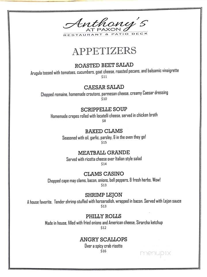 Anthony's at Paxon Hollow - Broomall, PA menu_pic