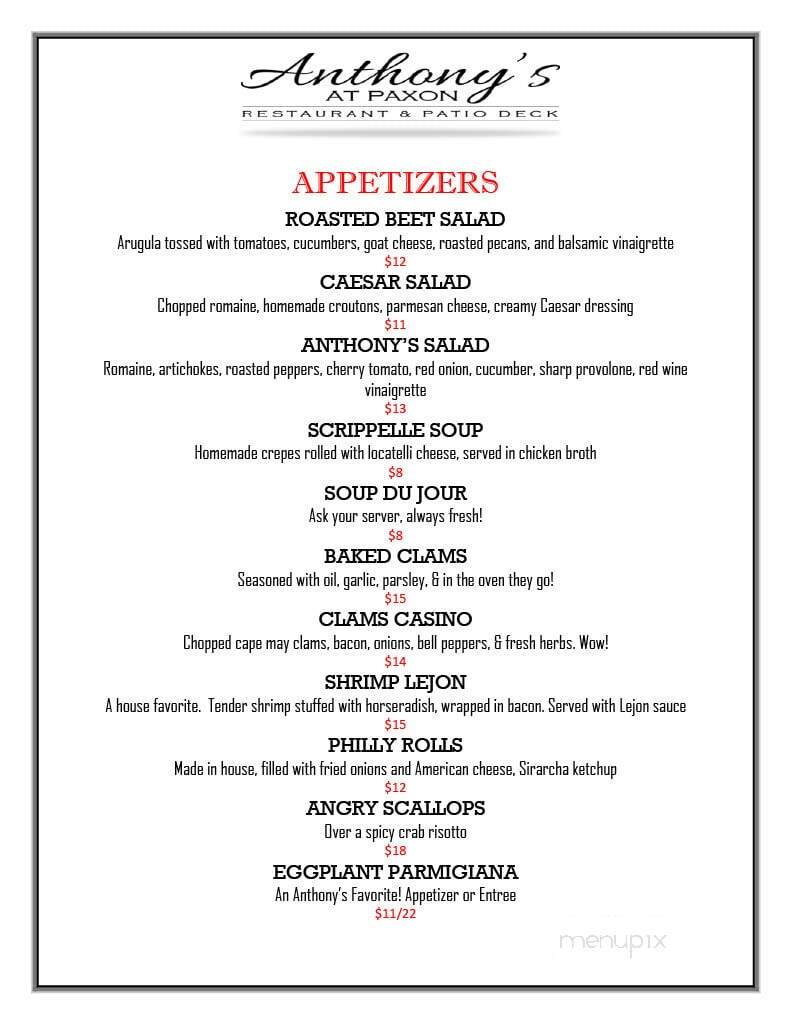 Anthony's at Paxon Hollow - Broomall, PA menu_pic