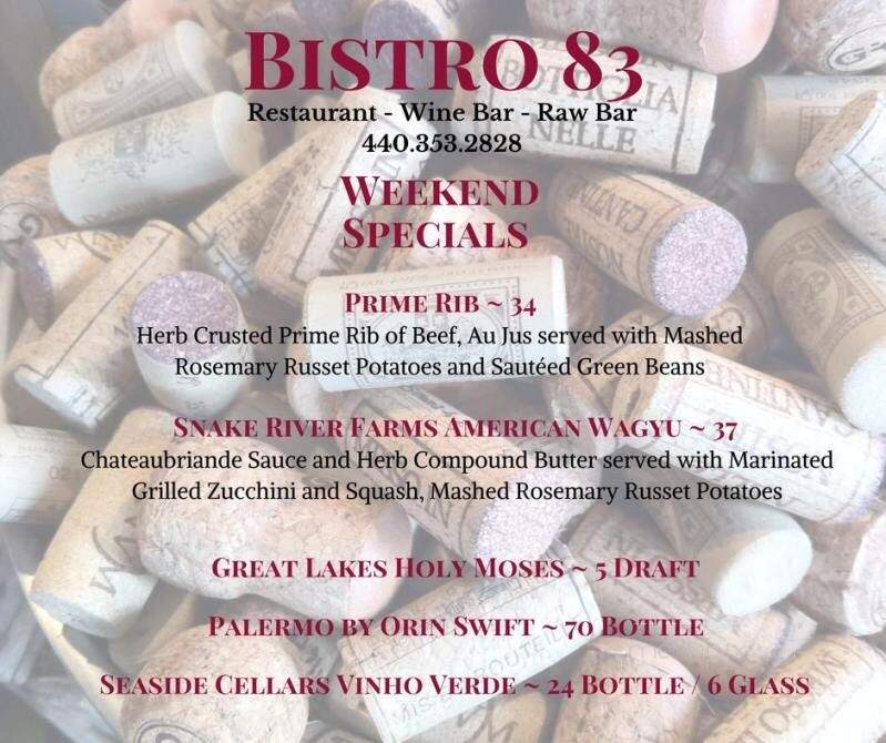 Bistro 83 - North Ridgeville, OH menu_pic