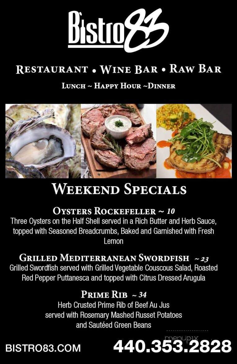 Bistro 83 - North Ridgeville, OH menu_pic