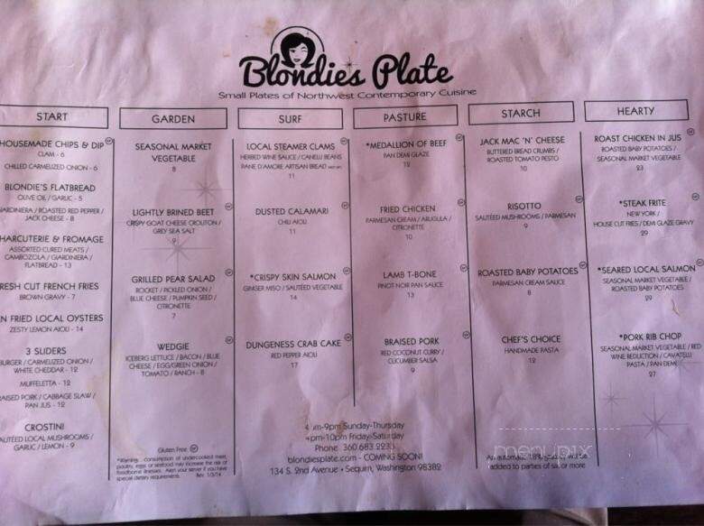 Blondie's Plate - Sequim, WA menu_pic