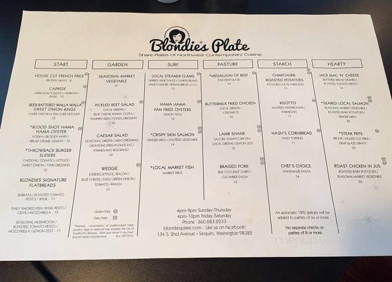 Blondie's Plate - Sequim, WA menu_pic