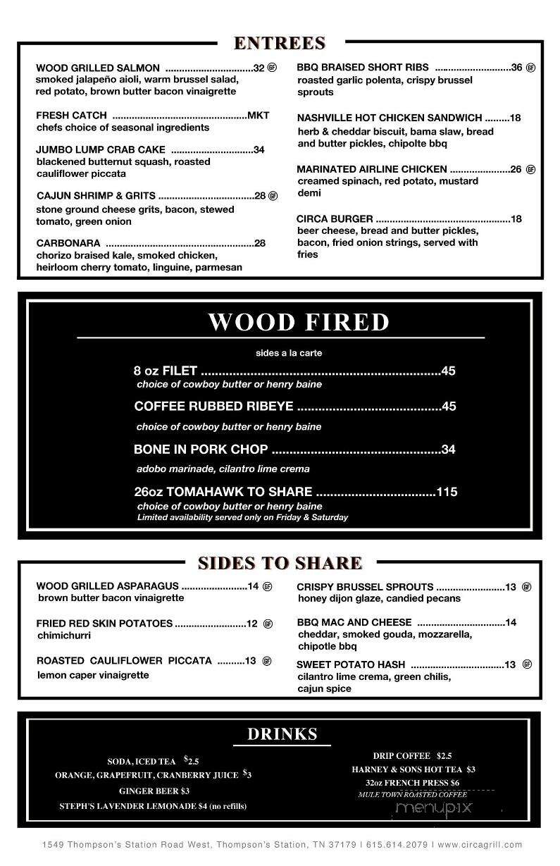 Circa - Thompsons Station, TN menu_pic
