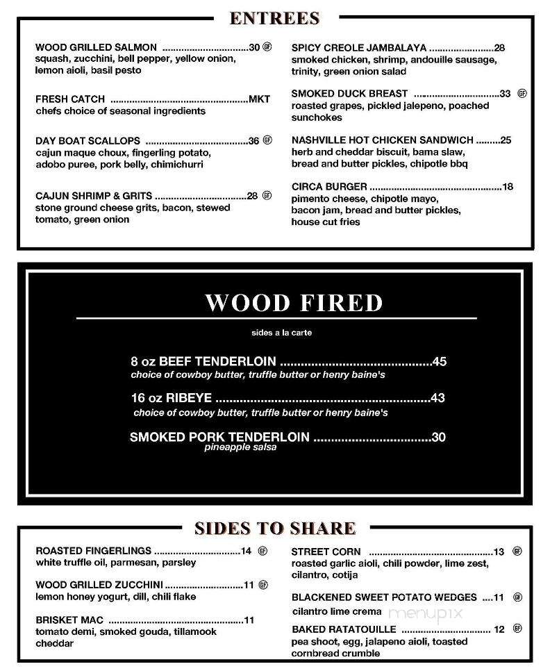 Circa - Thompsons Station, TN menu_pic
