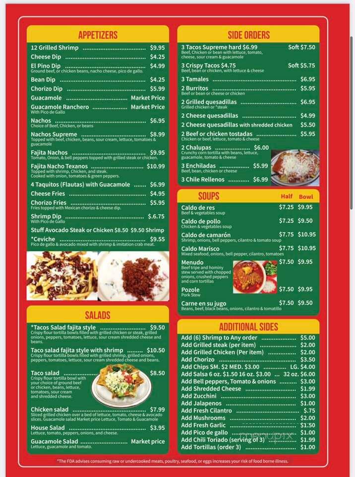El Pino - Fredericksburg, VA menu_pic