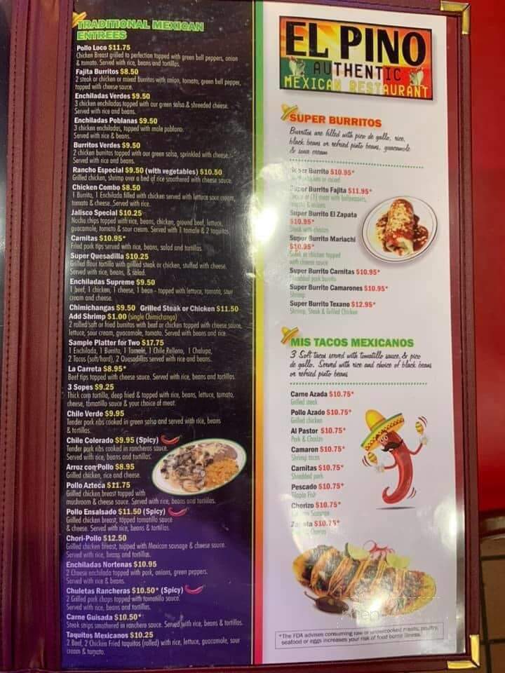 El Pino - Fredericksburg, VA menu_pic