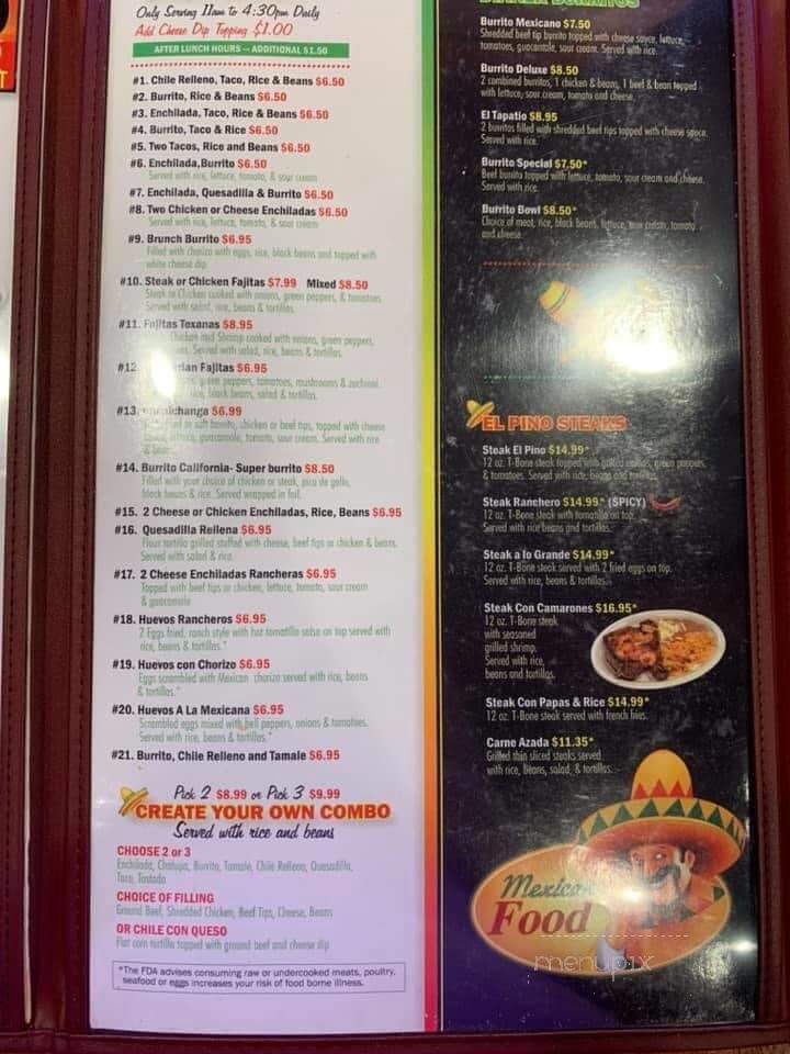 El Pino - Fredericksburg, VA menu_pic