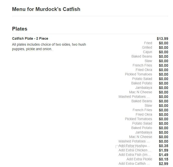 Murdock's Catfish - Jonesboro, AR menu_pic