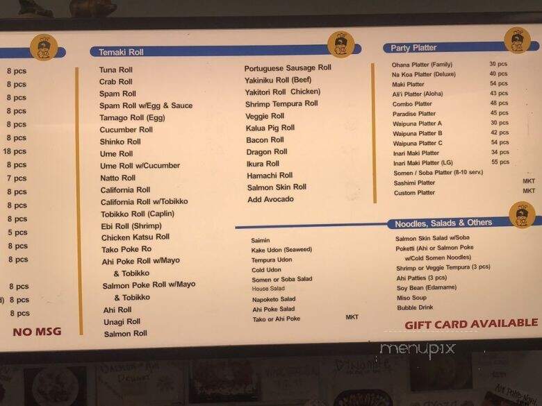Waipuna Sushi - Kailua, HI menu_pic