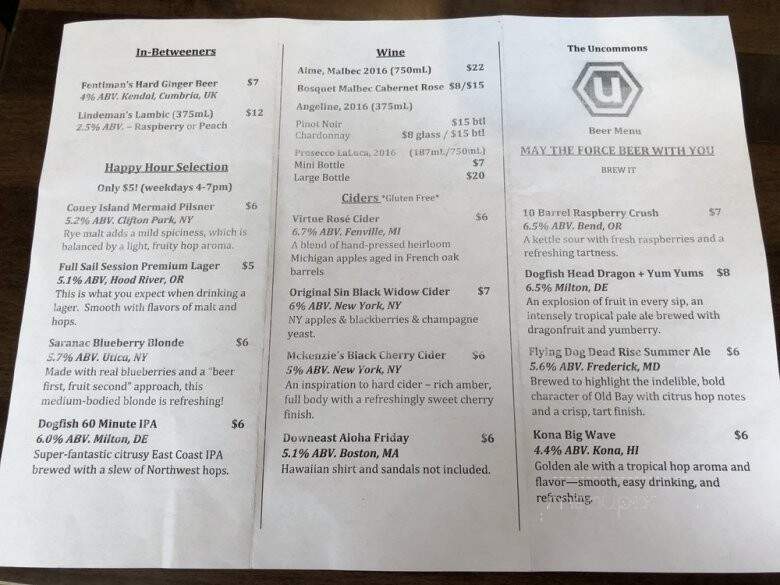 Uncommons - New York, NY menu_pic