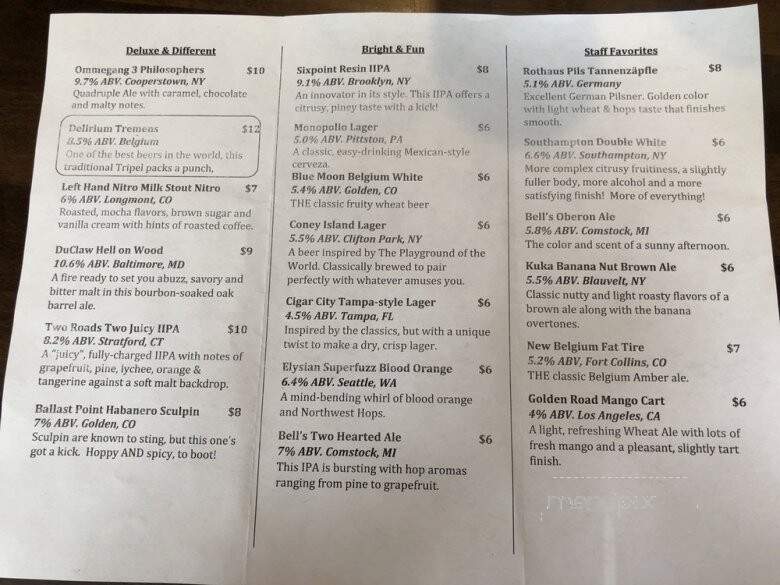 Uncommons - New York, NY menu_pic