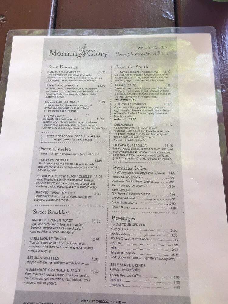 Morning Glory Cafe - Phoenix, AZ menu_pic