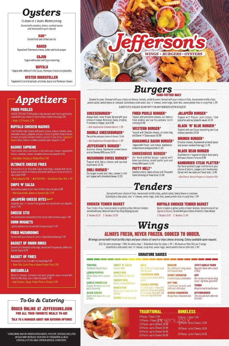 Jefferson's Restaurant - Cartersville, GA menu_pic