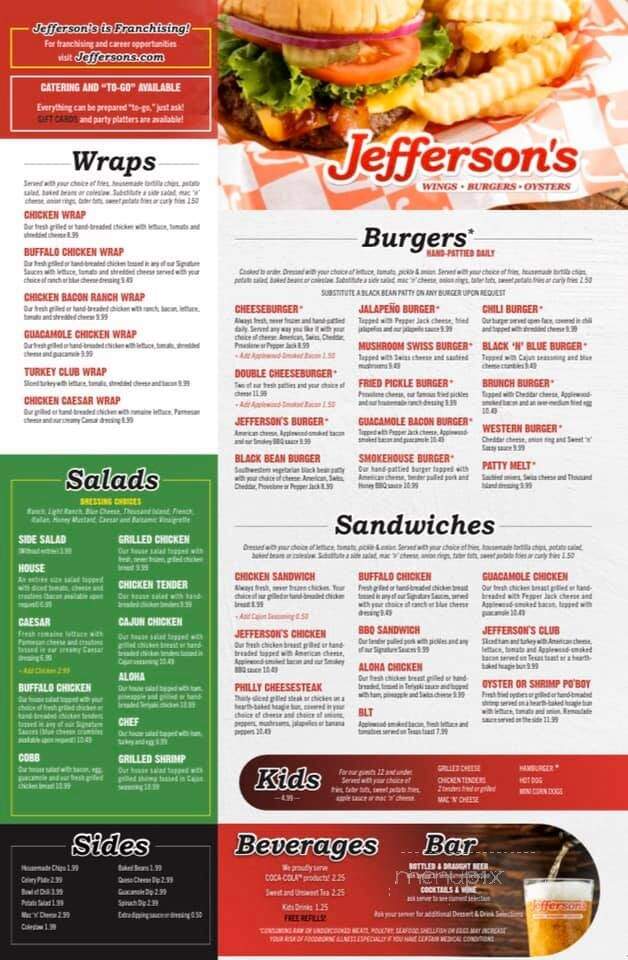 Jefferson's Restaurant - Cartersville, GA menu_pic