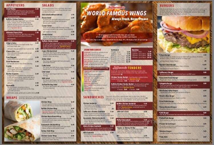 Jefferson's Restaurant - Cartersville, GA menu_pic